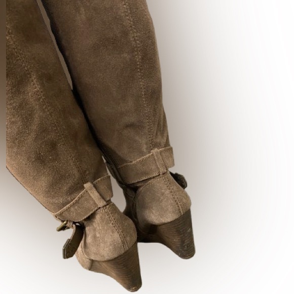 BCBG tall zip up boots with wedge heel and buckle accent - Picture 4 of 6